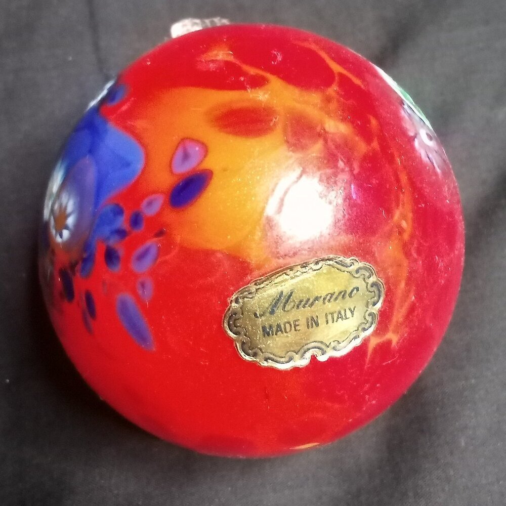 Vintage Murano Art Glass Hollow Orb Sphere Millefiori Swirl